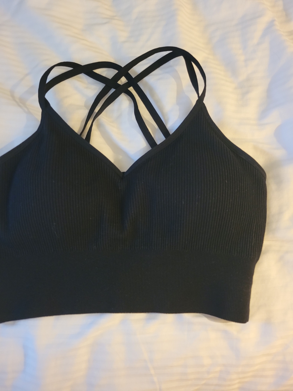 SO Black Ribbed Crop Top